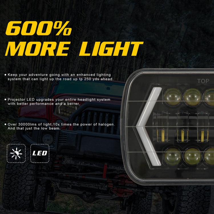 7 inch H4 DC 9V-30V 3000LM 6000K 30W IP67 8LED Lamp Beads Car Square Shape LED Headlight Lamps for Jeep Wrangler, Square Shape - HoMEdemic™ 