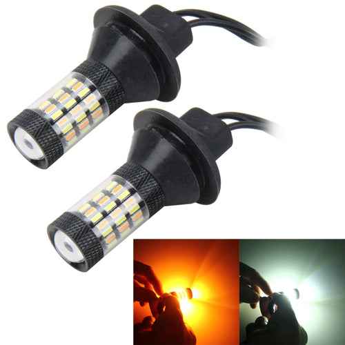 2 PCS 1156/Ba15s 5W 450LM 60LEDs DC 12V SMD-4014 Car Tail Bulb Turn Signal Auto Reverse Lamp Daytime Turn Running Light Car Source Set(White Light+Yellow Light), Cable Length: 40cm - HoMEdemic™ 