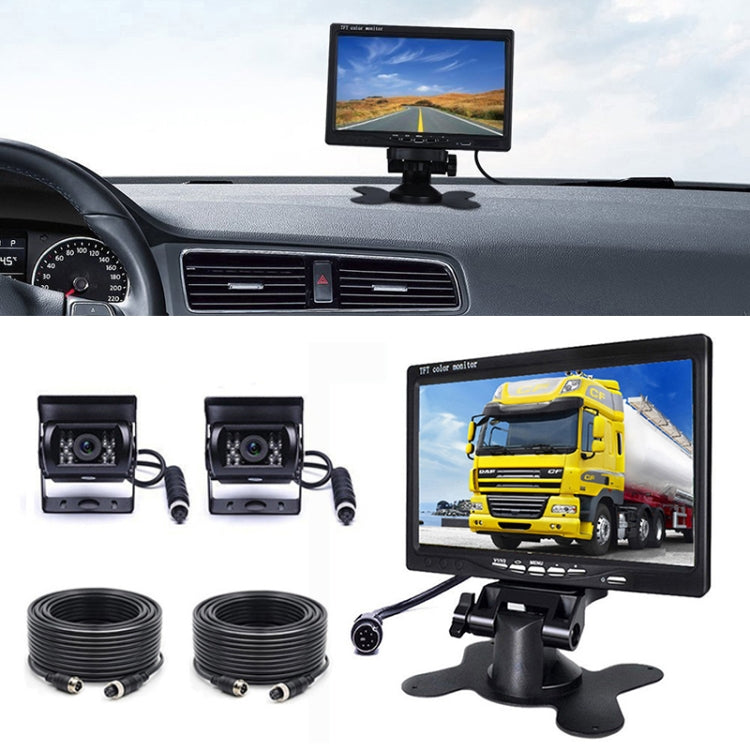 F0505 7 inch HD Car Dual Camera Rearview Mirror Monitor, with 2 x 10m Cable, Dual Camera - HoMEdemic™ 