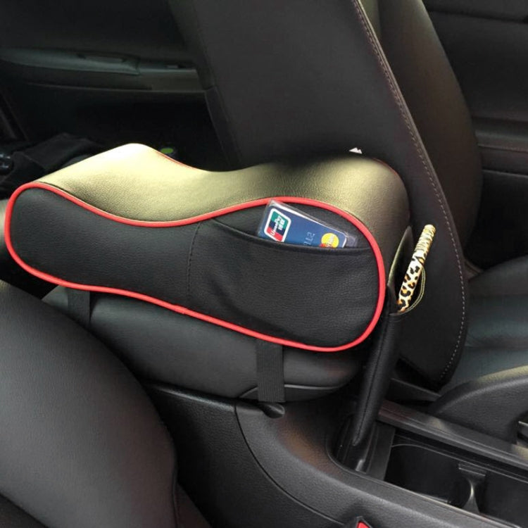 Universal Car PU Leather and Memory Foam Wrapped Armrest Box Car Armrest Box Mat with Phone Holder Storage Bag & Card Slot, with Card Slot (Black), with Card Slot (Black Red), with Card Slot (Beige), with Card Slot (Brown)