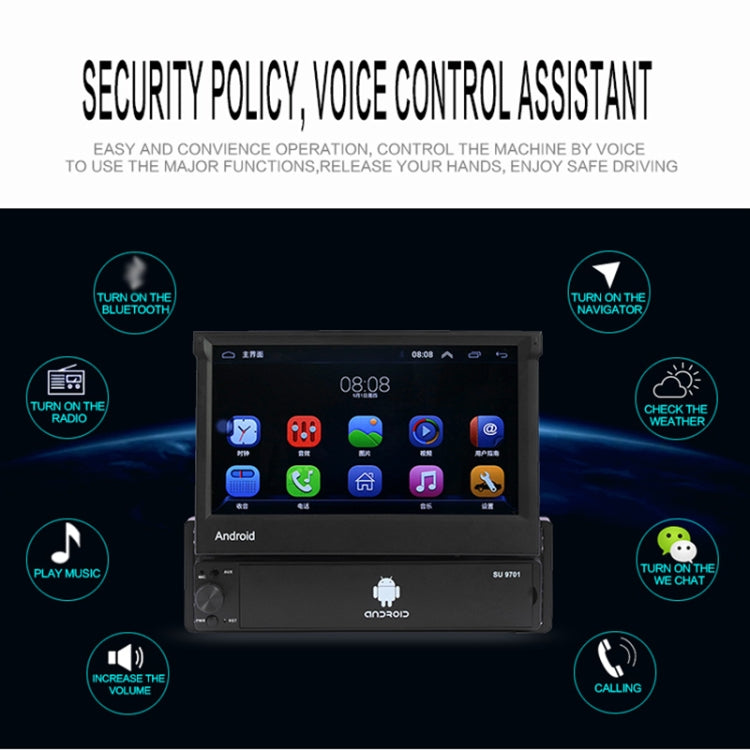 SU 9701 1GB+32GB 7 inch HD Foldable Universal Car Android Radio Receiver MP5 Player, Support FM & Bluetooth & TF Card & GPS & Phone Link & WiFi, 1GB+32GB - HoMEdemic™ 