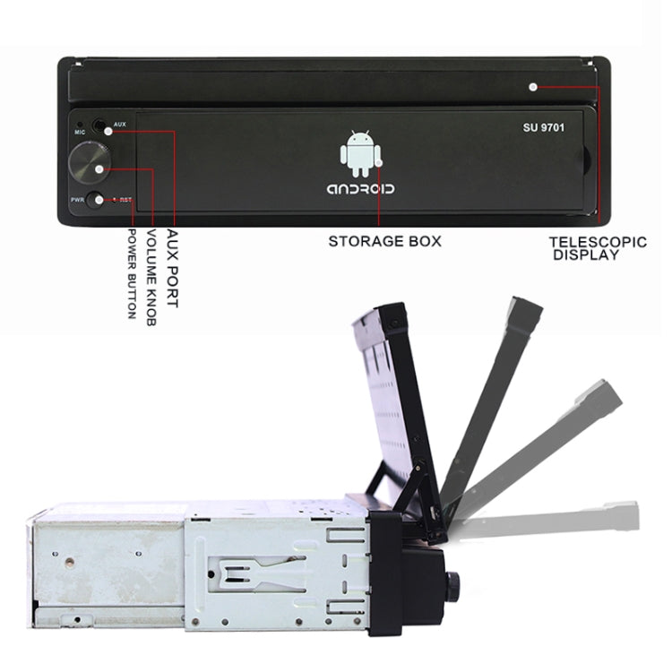 SU 9701 1GB+32GB 7 inch HD Foldable Universal Car Android Radio Receiver MP5 Player, Support FM & Bluetooth & TF Card & GPS & Phone Link & WiFi, 1GB+32GB - HoMEdemic™ 