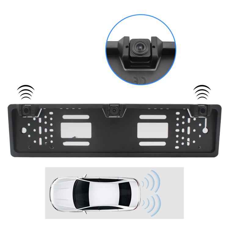 PZ600-L Europe Car License Plate Frame Rear View Camera Visual Rear View Parking System with 2 Reversing Radar Detector, with 2 Reversing Radar Detector - HoMEdemic™ 