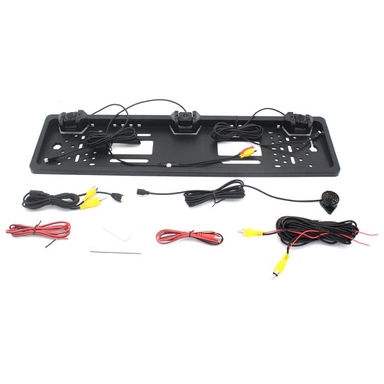 PZ600-L Europe Car License Plate Frame Rear View Camera Visual Rear View Parking System with 2 Reversing Radar Detector, with 2 Reversing Radar Detector - HoMEdemic™ 