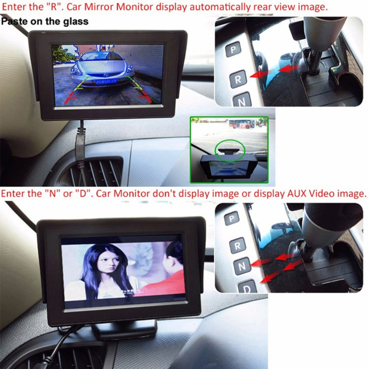 PZ601-C TFT LCD 2 Video Input 4.3 Inch Parking Monitor 2 in 1 with 648*488 Pixels Rear View Camera Glass Lens with 6m RCA Video Cable, PZ601-C - HoMEdemic™ 
