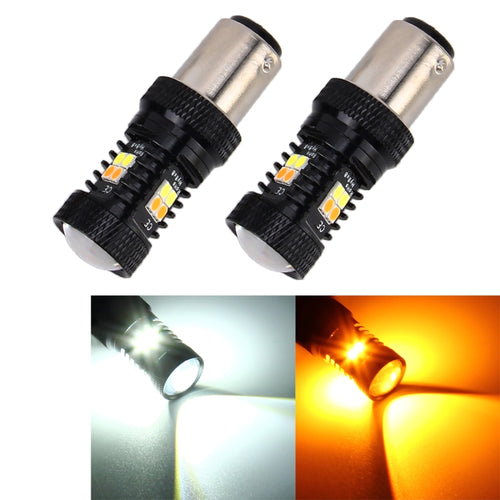 2 PCS Car Auto DC 12V 5W 350LM 1157/BAY15D/P21/5W 3030 16-LED Bulbs Turn Lamp Backup Light, White + Yellow - HoMEdemic™ 