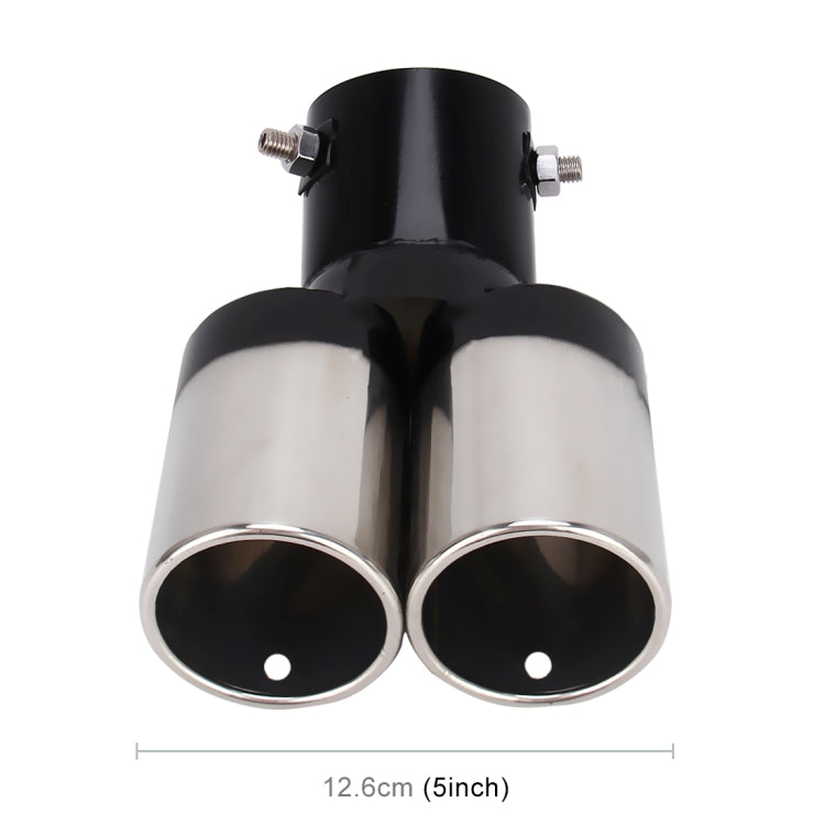 Universal Car Styling Stainless Steel Curved Double Outlets Exhaust Tail Muffler Tip Pipe, Curved Double