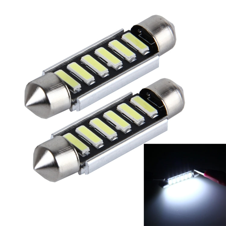 2 PCS 2W 100 LM 6000K 41MM 6 SMD-7020 LEDs Bicuspid Port Decoding Car Dome Lamp LED Reading Light, DC 12V, White Light, 41MM