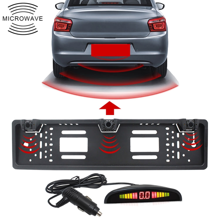PZ300L-W Wireless Europe Car License Plate Frame Parking Sensors Reversing Radar with 3 Radar Detector, PZ300L-W - HoMEdemic™ 