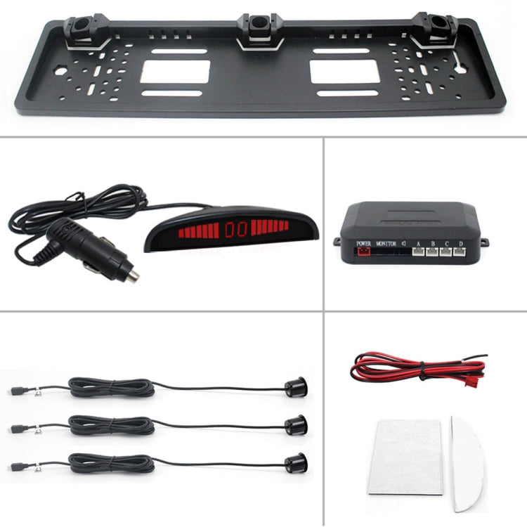 PZ300L-W Wireless Europe Car License Plate Frame Parking Sensors Reversing Radar with 3 Radar Detector, PZ300L-W - HoMEdemic™ 