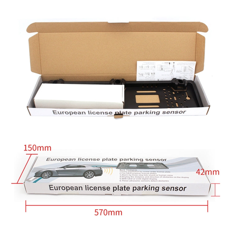 PZ300L-W Wireless Europe Car License Plate Frame Parking Sensors Reversing Radar with 3 Radar Detector, PZ300L-W - HoMEdemic™ 