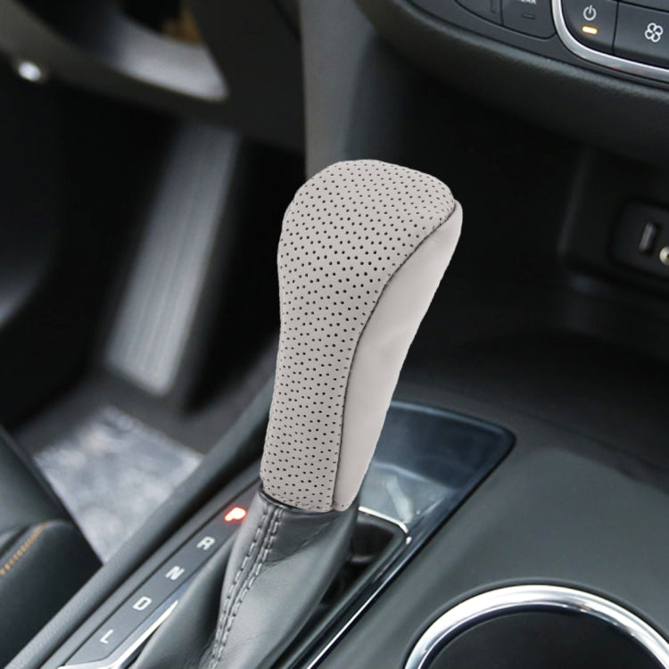 Universal Nonslip Breathable Genuine Leather Car Gear Shift Knob Cover
