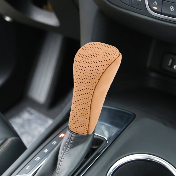 Universal Nonslip Breathable Genuine Leather Car Gear Shift Knob Cover