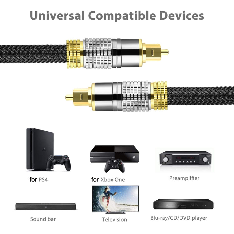 CO-TOS101 15m Optical Fiber Audio Cable Speaker Power Amplifier Digital Audiophile Square To Square Signal Cable(Bright Gold Plated) - HoMEdemic™ 