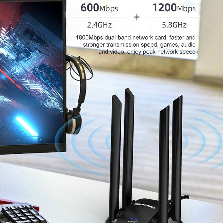 COMFAST CF-966AX Free-drive Dual Band 1800Mbps USB3.0 High Power Wireless WiFi 6 Adapter - HoMEdemic™ 