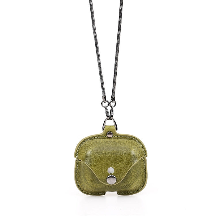 CONTACTS FAMILY CF1122A  AirPods Pro Leather Protective Case with Necklace for AirPods Pro(Green) - HoMEdemic™ 