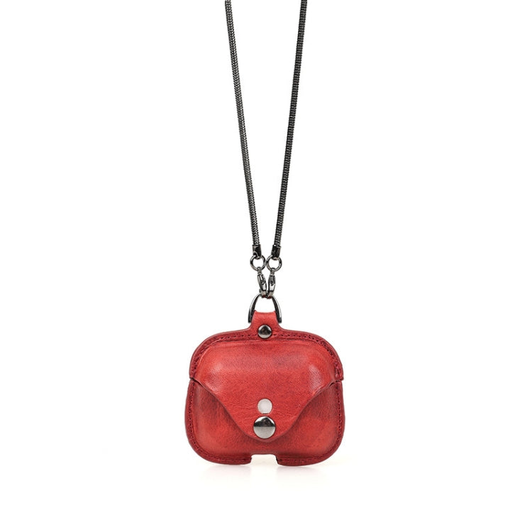 CONTACTS FAMILY CF1122A  AirPods Pro Leather Protective Case with Necklace for AirPods Pro(Red) - HoMEdemic™ 