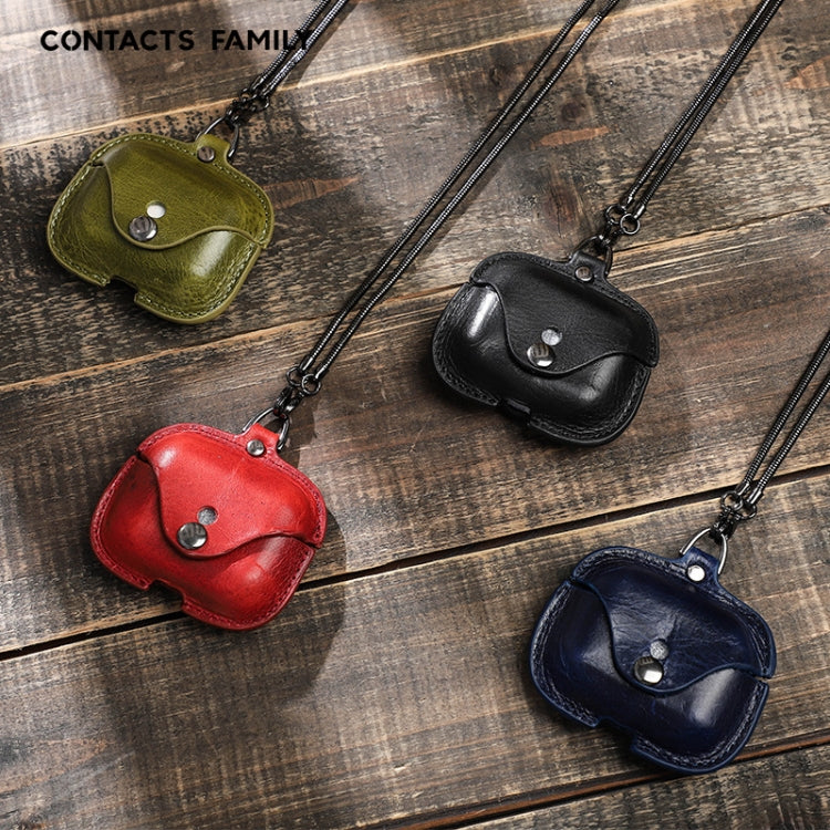 CONTACTS FAMILY CF1122A  AirPods Pro Leather Protective Case with Necklace for AirPods Pro(Red) - HoMEdemic™ 