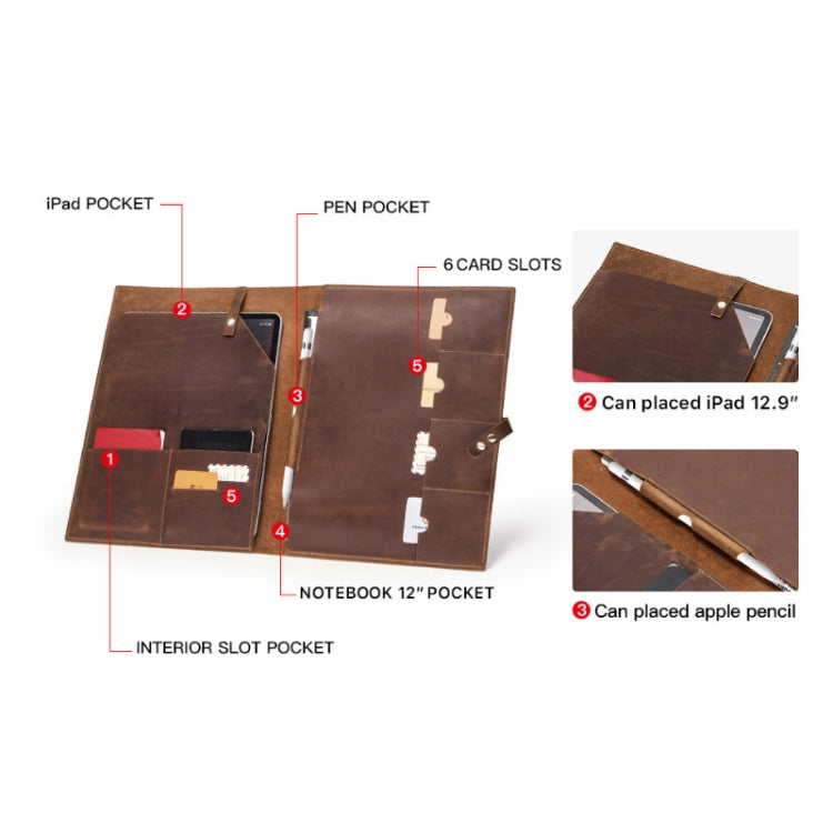 CONTACTS FAMILY CF2002 Retro Crazy Horse Texture Multifunctional Protective Cover  Leather Tablet Case for iPad Pro 12.9 2020 / 2021 / 2018(Coffee) - HoMEdemic™ 