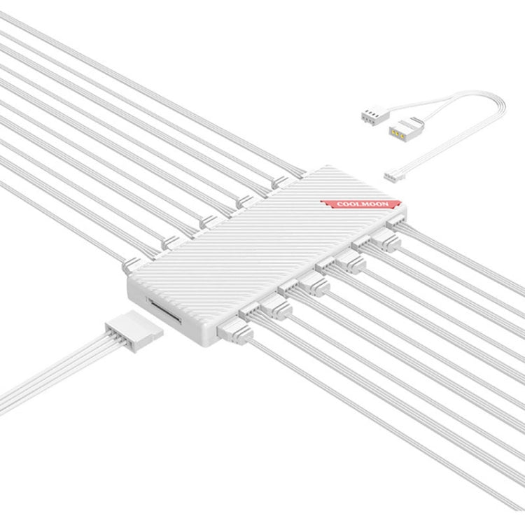 COOLMOON AM10 ARGB+PWM Dual 10 Ports Temperature Control Splitter Case Fan 5V 3Pin HUB(White) - HoMEdemic™ 