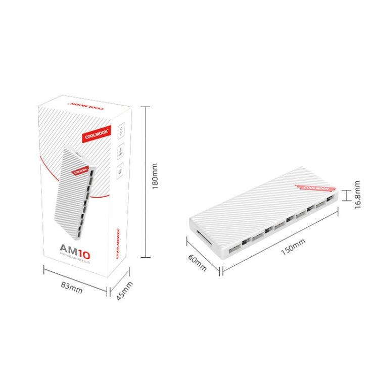COOLMOON AM10 ARGB+PWM Dual 10 Ports Temperature Control Splitter Case Fan 5V 3Pin HUB(White) - HoMEdemic™ 