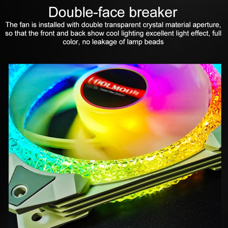 COOLMOON AS2 PWM Controlled Cooling Fan 12CM Dual-aperture Computer Water Cooling ARGB Chassis Fan (White) - HoMEdemic™ 