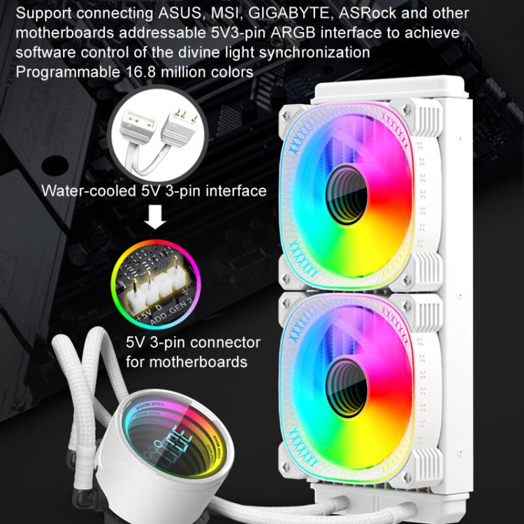 COOLMOON CM-YM-240T Digital ARGB Lens Edition Integrated Water Cooling CPU Cooler Temperature Display CPU Fan(White) - HoMEdemic™ 