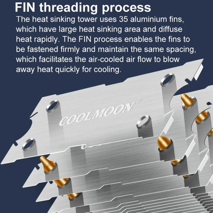 COOLMOON Frost Double Copper Tube CPU Fan Desktop PC Illuminated Silent AMD Air-Cooled Cooler, Style: P2 Streamline Edition Single Fan - HoMEdemic™ 