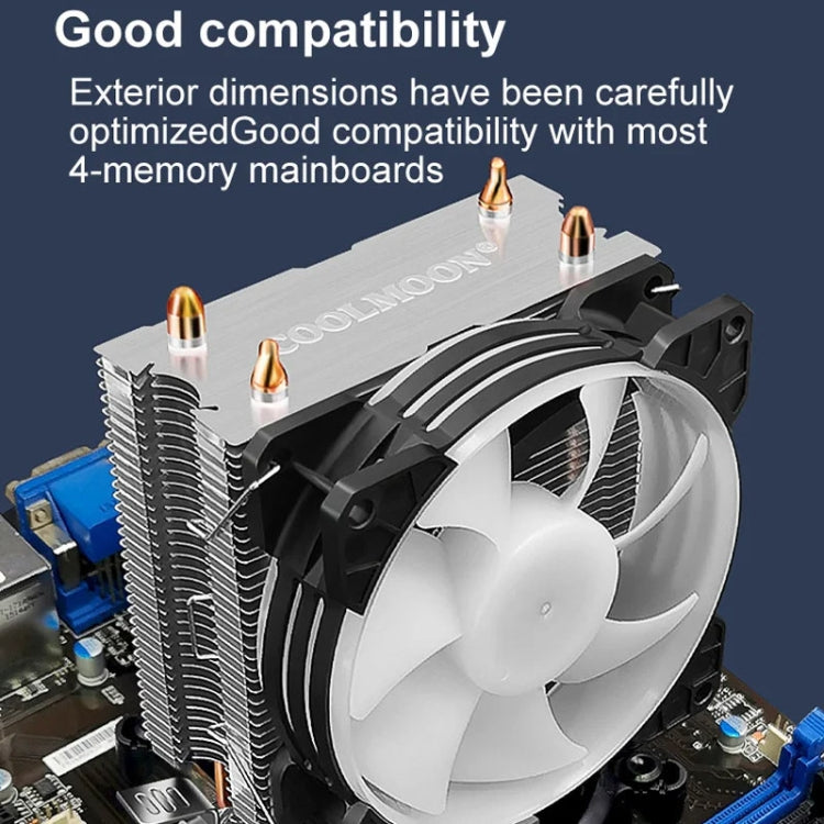 COOLMOON Frost Double Copper Tube CPU Fan Desktop PC Illuminated Silent AMD Air-Cooled Cooler, Style: P22 Magic Moon Edition Double Fan - HoMEdemic™ 