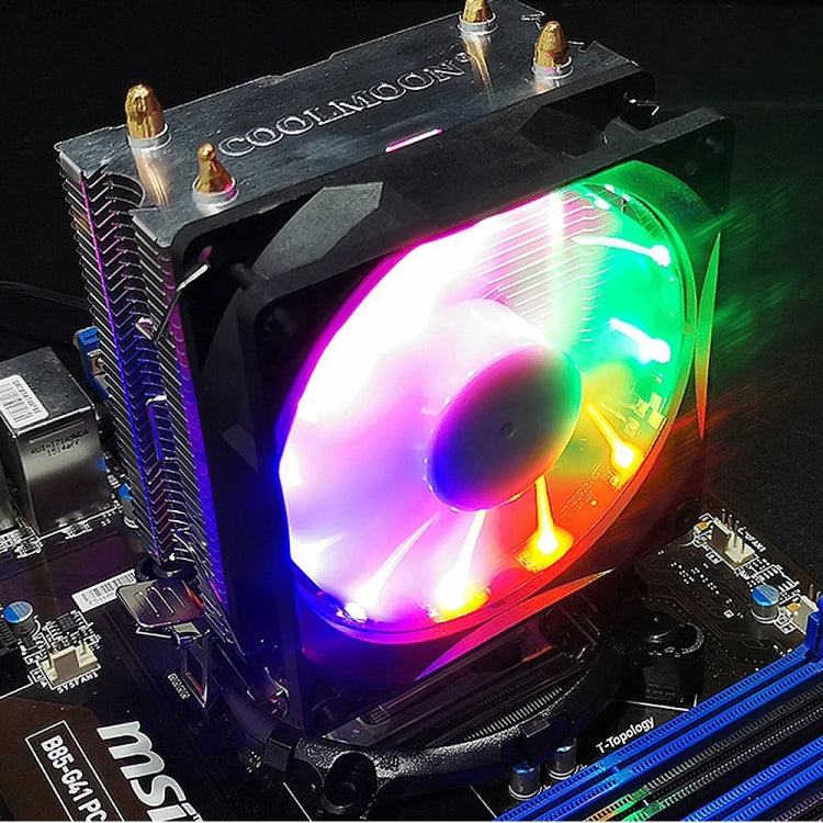 COOLMOON Frost Double Copper Tube CPU Fan Desktop PC Illuminated Silent AMD Air-Cooled Cooler, Style: P22 Magic Moon Edition Double Fan - HoMEdemic™ 