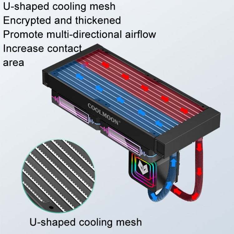 COOLMOON Glacier 240 Water Cooling Radiator Desktop ARGB Multi-Platform Integrated Lens CPU Water Cooling Fan, Color: Black - HoMEdemic™ 