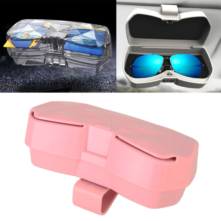 Car Multi-functional Glasses Case Sunglasses Storage Holder with Card Slot, Diamond Style, Diamond Style (Beige), Diamond Style (Transparent), Diamond Style (Black), Diamond Style (Pink)