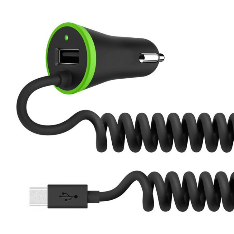 17W 3.4A Mini USB Car Charger with USB-C / Type-C Spring Cable, USB-C / Type-C - HoMEdemic™ 