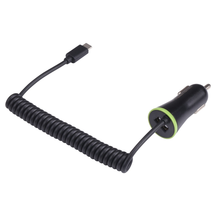 17W 3.4A Mini USB Car Charger with USB-C / Type-C Spring Cable, USB-C / Type-C - HoMEdemic™ 