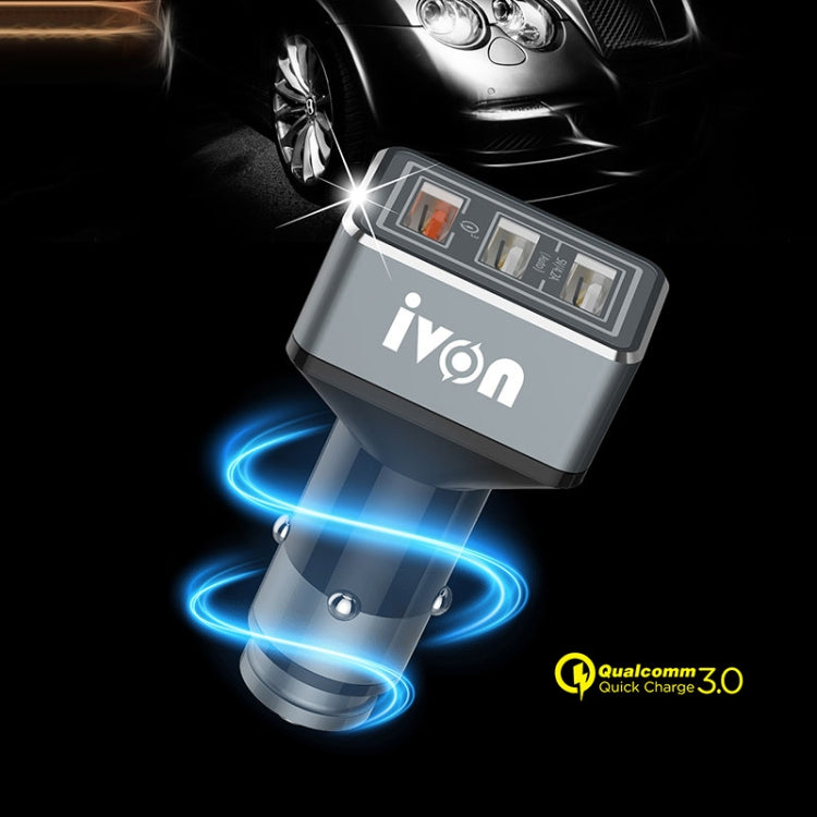 IVON CC36 39W 7.2A QC 3.0 USB + Dual USB Car Charger with Ambient Light - HoMEdemic™ 