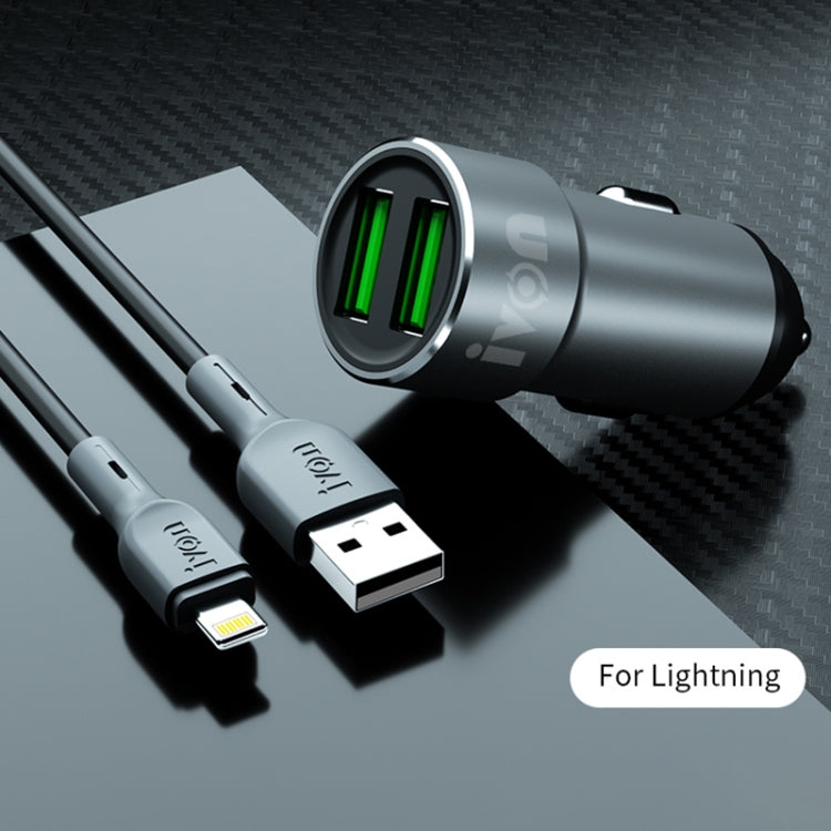 IVON CC38 2.4A Dual USB Car Charger + 1m USB to 8 Pin Fast Charge Data Cable Set - HoMEdemic™ 