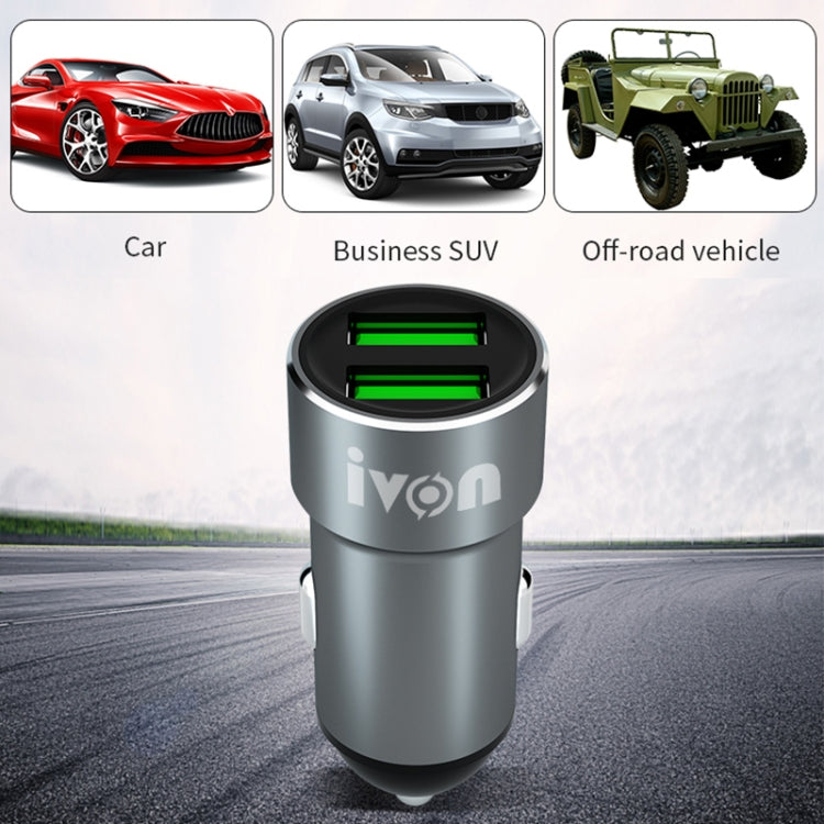 IVON CC38 2.4A Dual USB Car Charger + 1m USB to 8 Pin Fast Charge Data Cable Set - HoMEdemic™ 