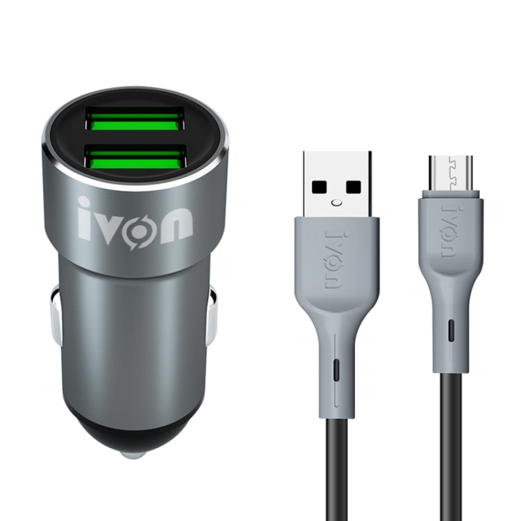 IVON CC38 2.4A Dual USB Car Charger + 1m USB to Micro USB Fast Charge Data Cable Set - HoMEdemic™ 