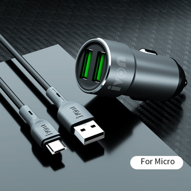 IVON CC38 2.4A Dual USB Car Charger + 1m USB to Micro USB Fast Charge Data Cable Set - HoMEdemic™ 