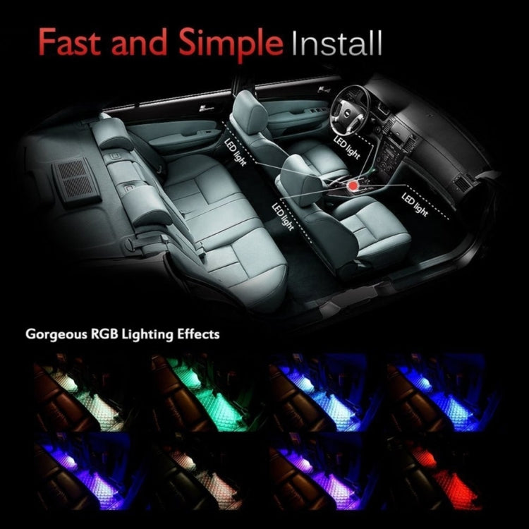 4 in 1 Universal Car Cigarette Lighter 8-color APP Control LED Atmosphere Light Decorative Lamp, with 18LEDs Lamps Cable Length: 1.5m, APP Control 18LEDs - HoMEdemic™ 