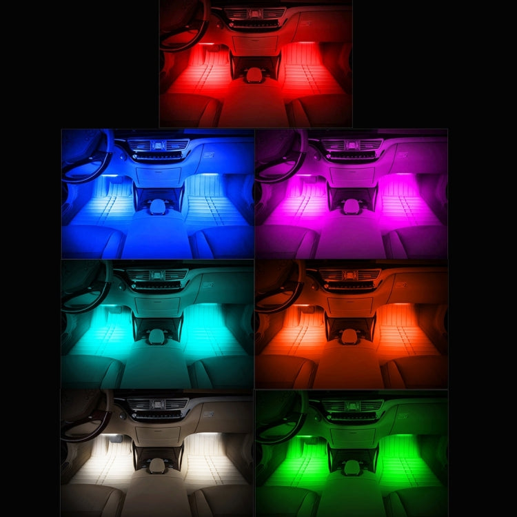 4 in 1 Universal Car Cigarette Lighter 8-color APP Control LED Atmosphere Light Decorative Lamp, with 18LEDs Lamps Cable Length: 1.5m, APP Control 18LEDs - HoMEdemic™ 