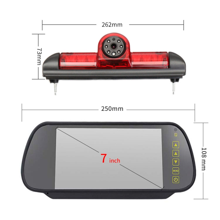 PZ460 Car Waterproof HD High Position Brake Light View Camera + 7 inch Rearview Monitor for Fiat / Citroen / Peugeot, PZ460  + 7 inch Rearview Monitor - HoMEdemic™ 