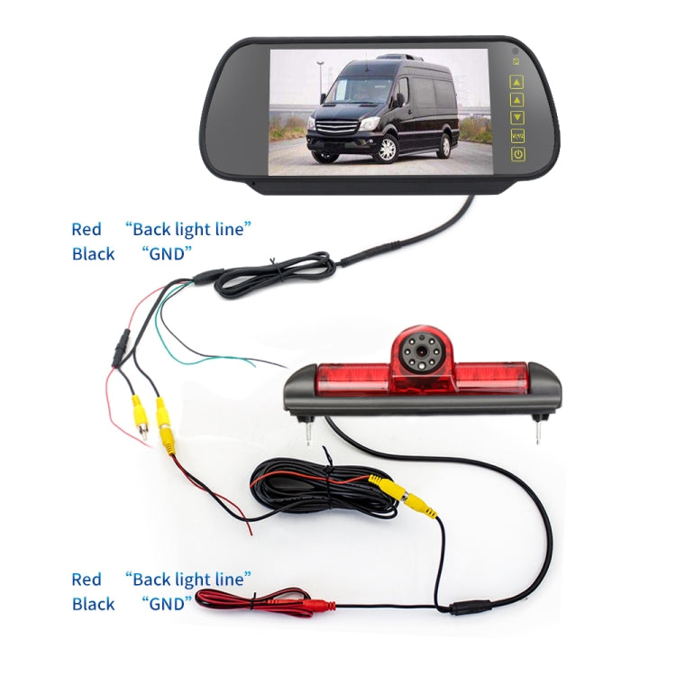 PZ460 Car Waterproof HD High Position Brake Light View Camera + 7 inch Rearview Monitor for Fiat / Citroen / Peugeot, PZ460  + 7 inch Rearview Monitor - HoMEdemic™ 