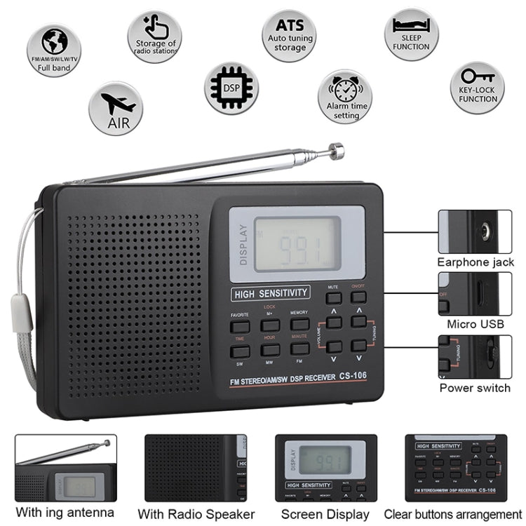 CS-106 9KHZ Multifunctional Full Band Digital Demodulation Stereo Radio Receiver, 9KHZ - HoMEdemic™ 