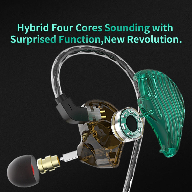 CVJ-CSE Ring Iron Hybrid Music Running Sports In-Ear Wired Headphone, Style:Without Mic(Green) - HoMEdemic™ 