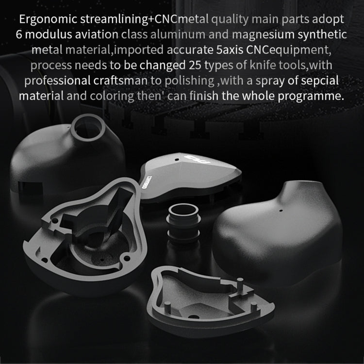 CVJ-CSN In-Ear Dual Magnetic Circuit Dynamic HIFI Wired Earphone, Style:With Mic(Black) - HoMEdemic™ 