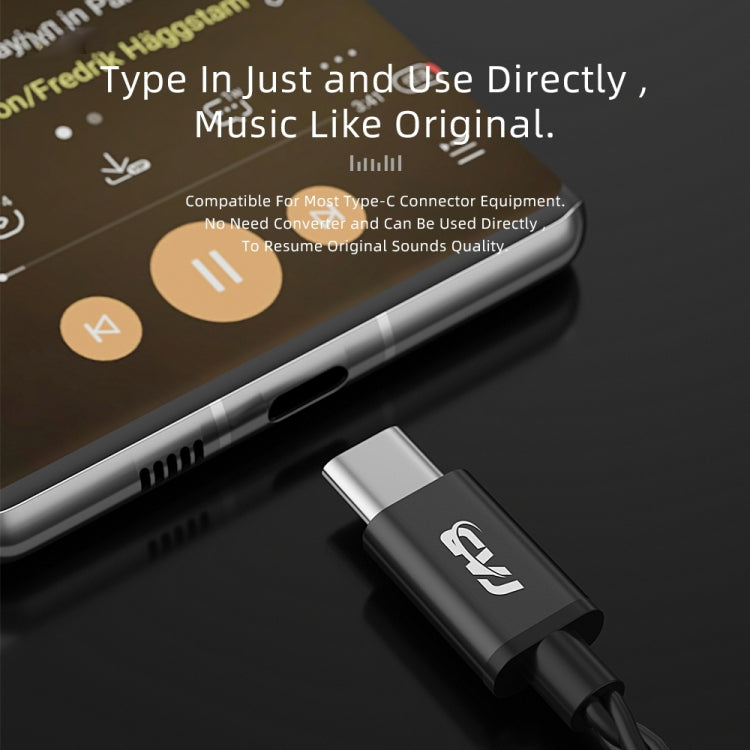 CVJ V6.TC 1.25m Type-C Digital Decoding Oxygen-free Copper Earphone Cable, Style:0.75mm(Black) - HoMEdemic™ 
