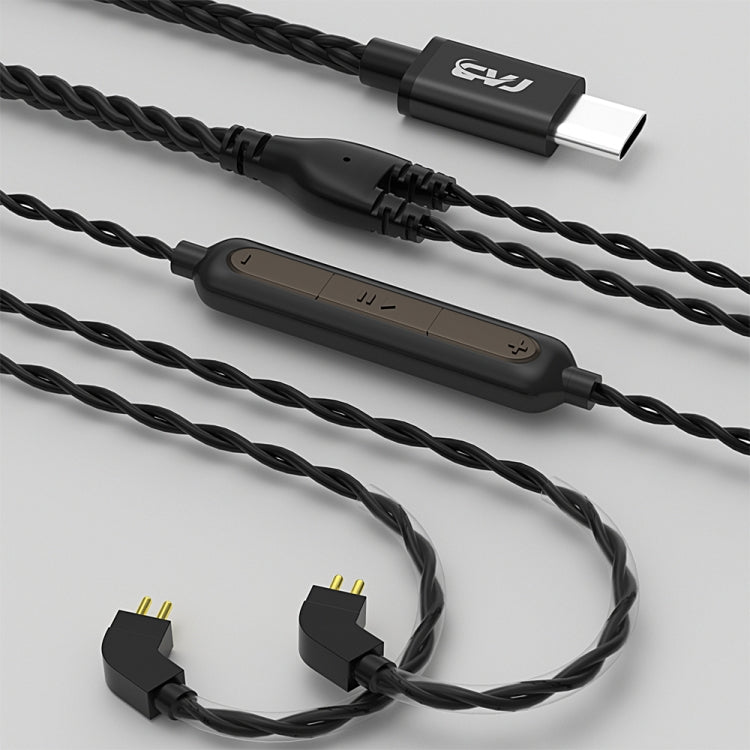 CVJ V6.TC 1.25m Type-C Digital Decoding Oxygen-free Copper Earphone Cable, Style:0.78mm(Black) - HoMEdemic™ 