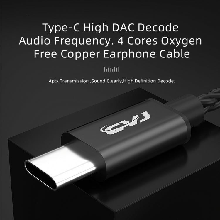 CVJ V6.TC 1.25m Type-C Digital Decoding Oxygen-free Copper Earphone Cable, Style:0.78mm(Black) - HoMEdemic™ 