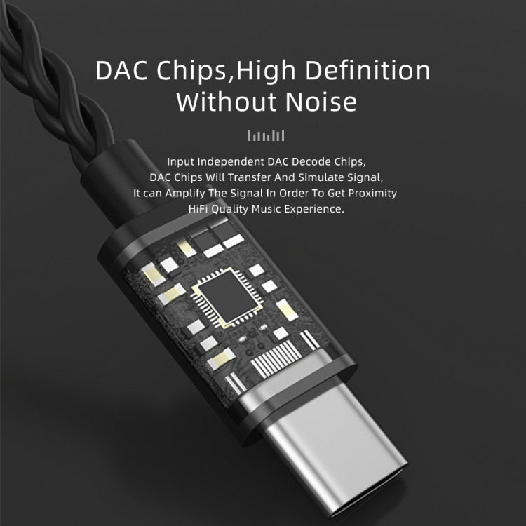 CVJ V6.TC 1.25m Type-C Digital Decoding Oxygen-free Copper Earphone Cable, Style:0.78mm(Black) - HoMEdemic™ 